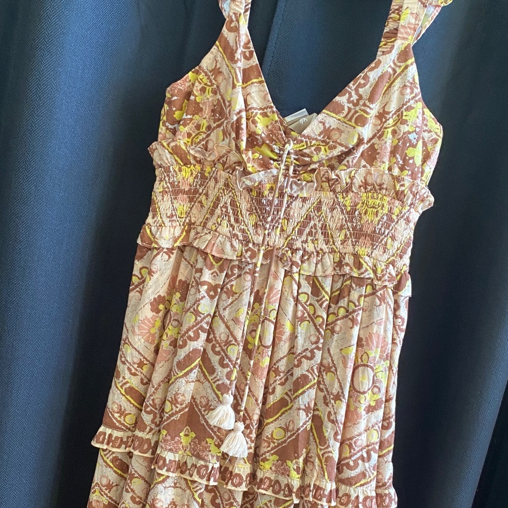 Cleobella Pink & Yellow Tiered Printed Midi Dress - Picture 4 of 13